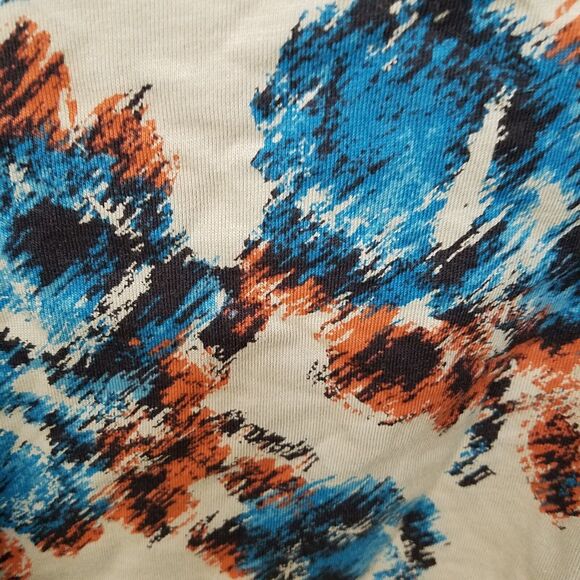 Breckenridge Womens Sz 2X Blue Tan Floral Long Sleeve Blouse - Picture 6 of 9